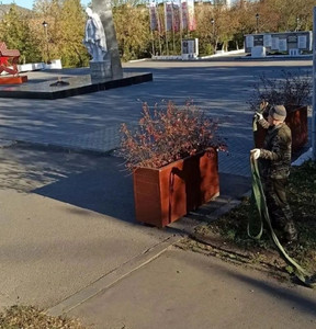 С кировских улиц убирают контейнеры с цветами