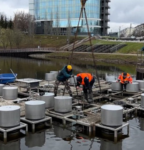 Начался монтаж «поющего» фонтана у цирка
